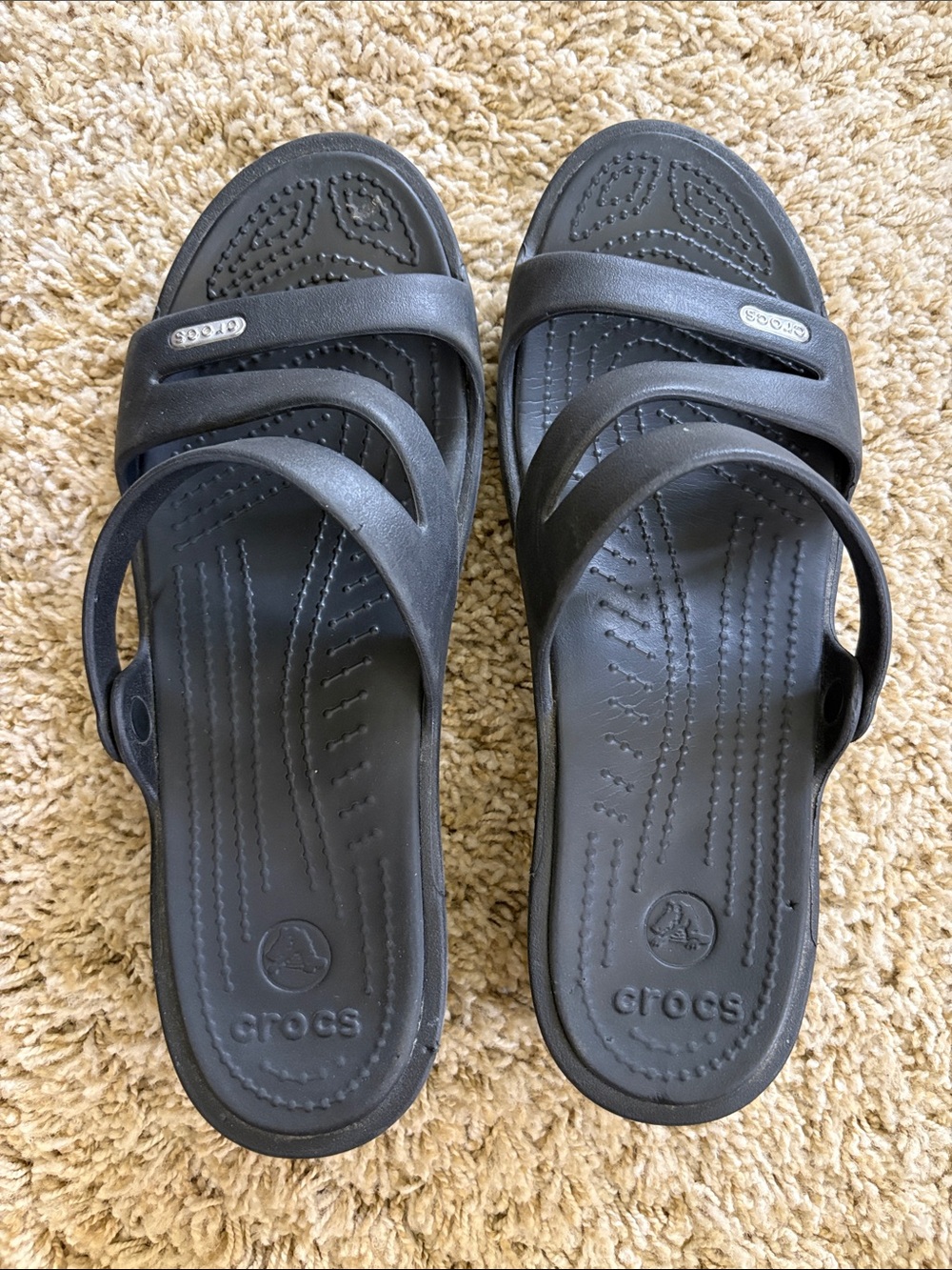 Crocs Patricia Low Wedge Slide Sandals Brown Women’s 9 Slip On Comfort Casual